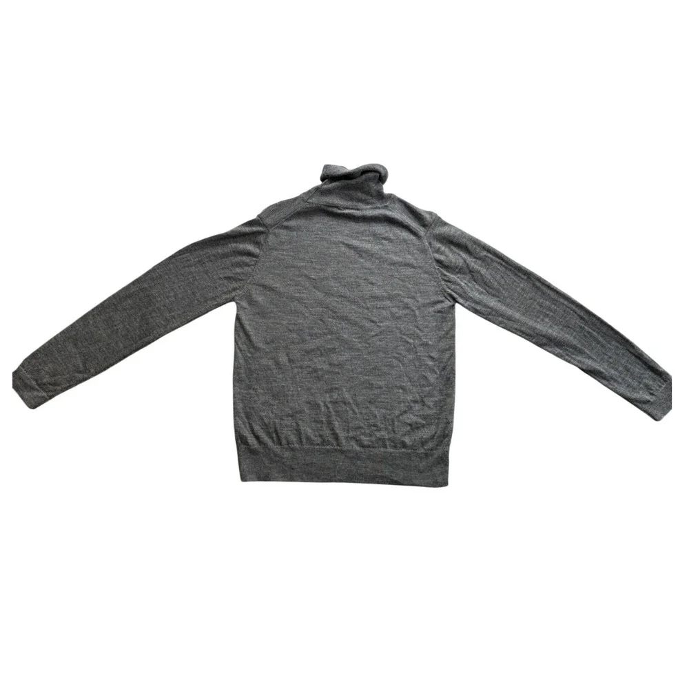 LL Bean Turtleneck Sweater Women Medium Grey Merino Wool Good Long Sleeve Knit